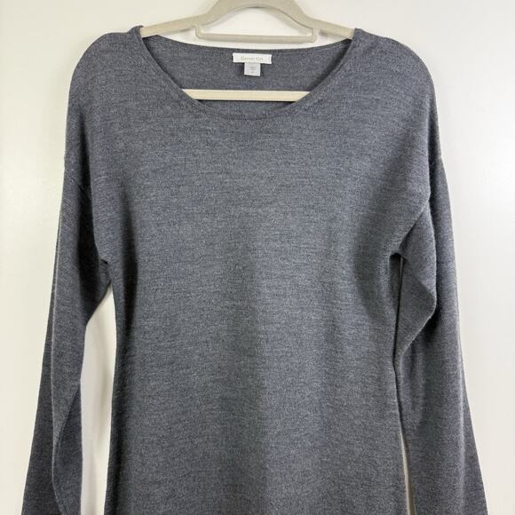 Garnet Hill Gray 100% Merino Wool Sweater Dress Medium Long Sleeve Neutral - Picture 2 of 12